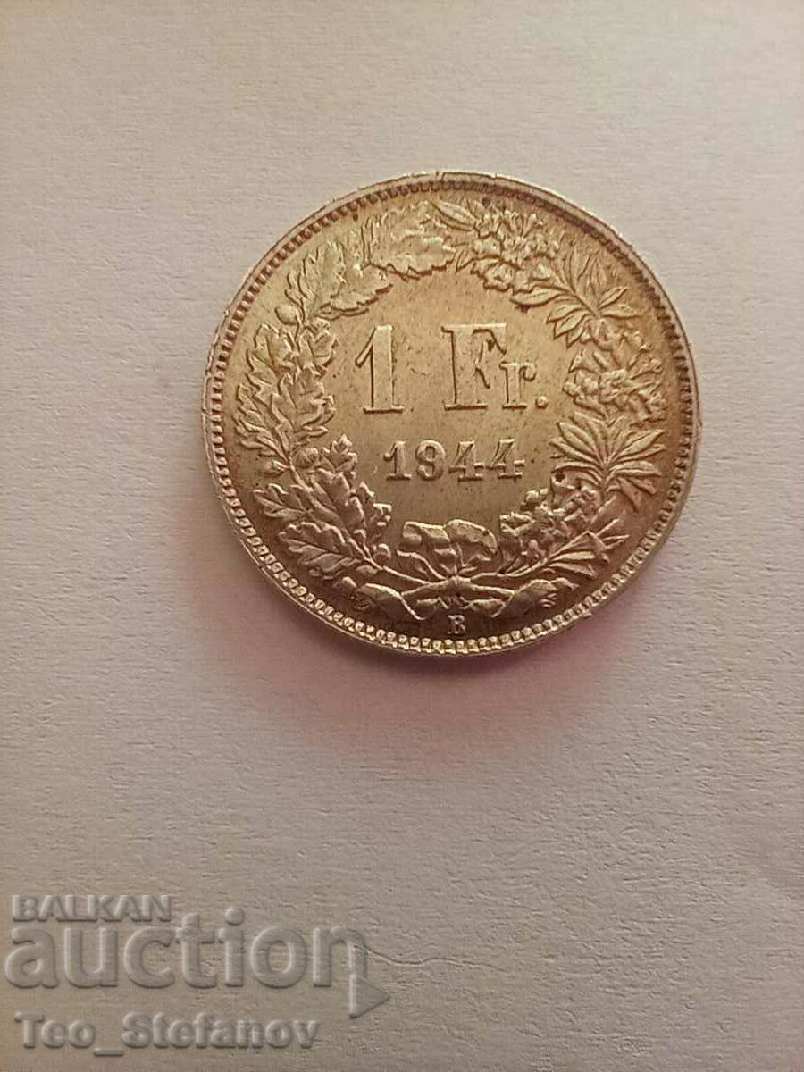 1 Franc 1944 XF+ Elveția Argint