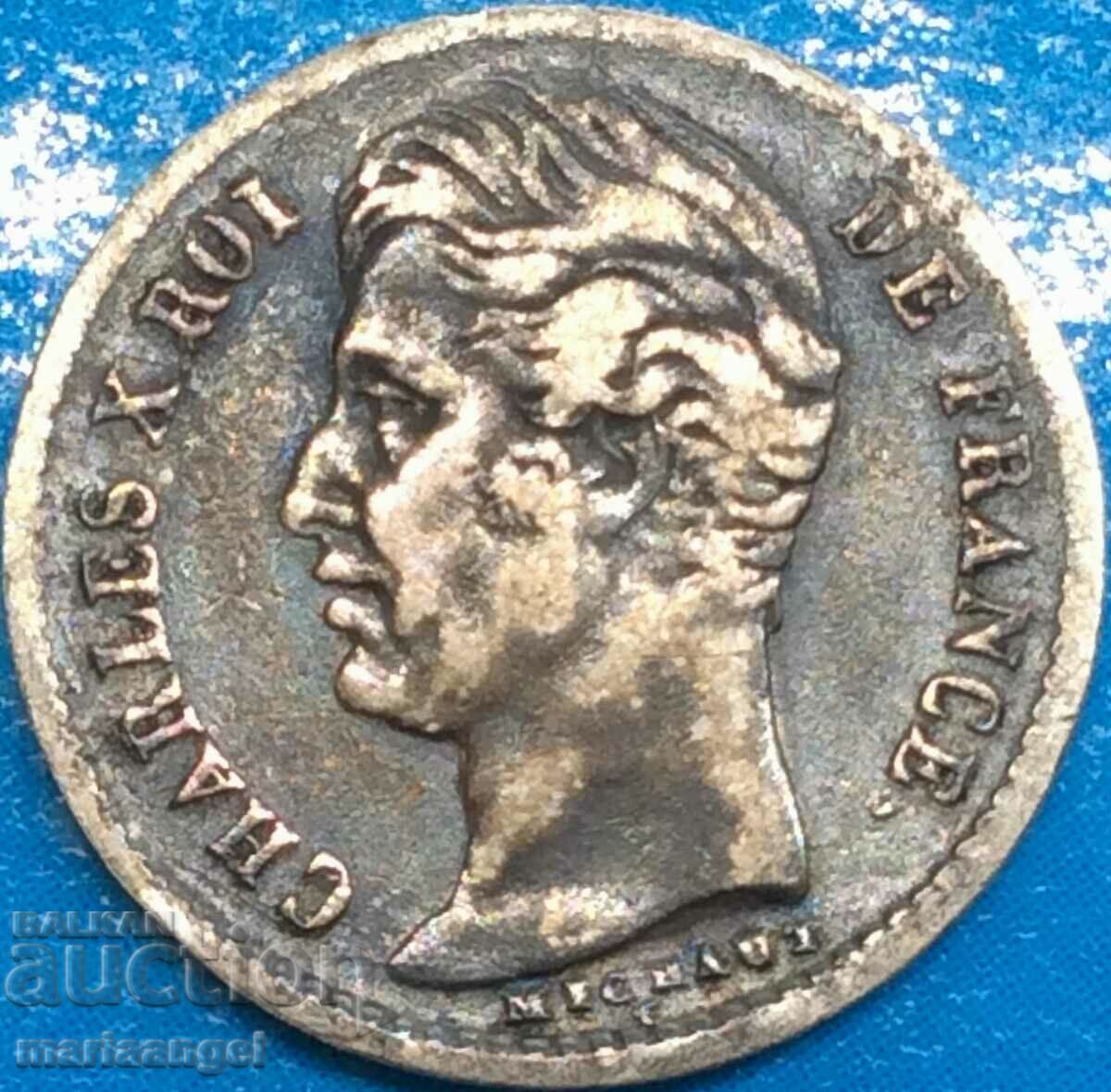 1/4 Franc 1829 Franța W - Lille Charles X Argint - Rar!