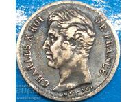 1/4 Franc 1829 France W - Lille Charles X Silver - Rare!