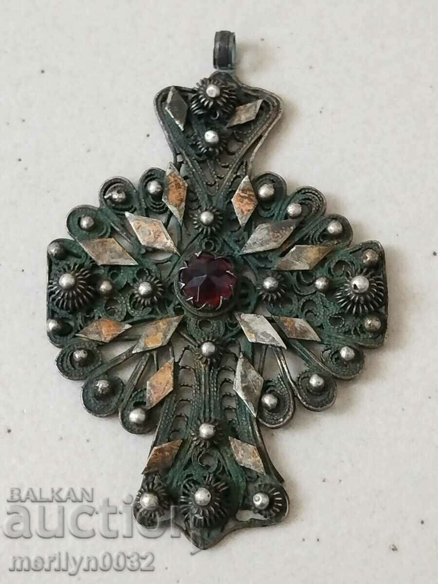 Renaissance cross silver 17.5 g filigree granulation jewelry