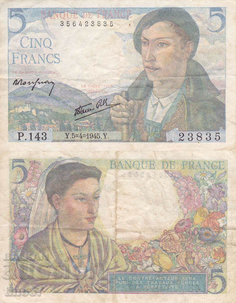 tino37- FRANTA - 5 FRANC - 1945 - F+