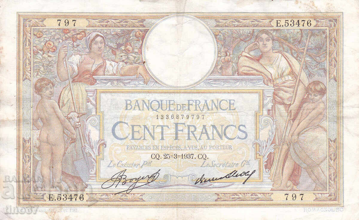 tino37 - FRANCE - 100 FRANCS - 1937 - F+ with price € 10.20 | 19.95 BGN