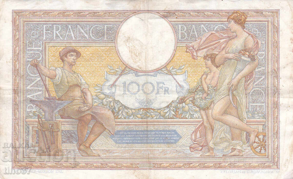 Auction  tino37 - FRANCE - 100 FRANCS - 1937 - F+