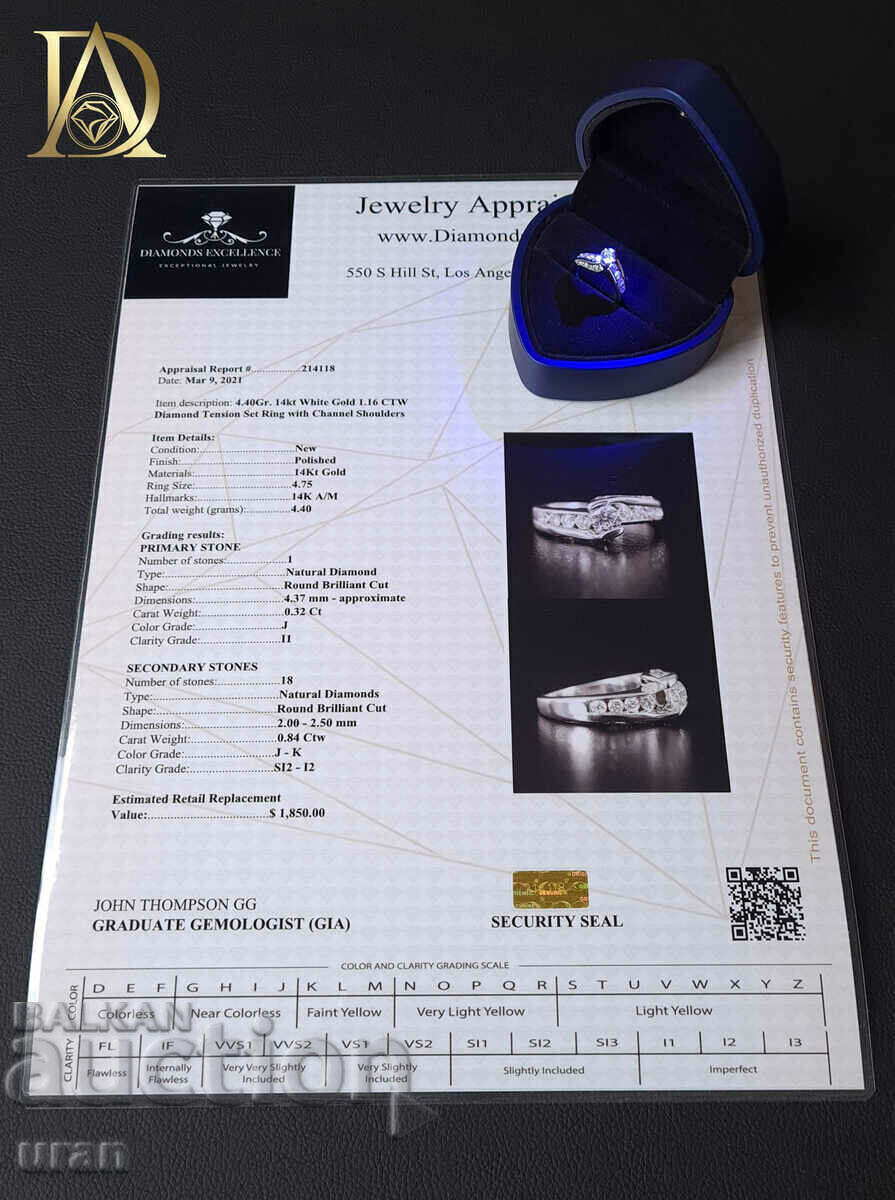 Inel de aur nou cu diamante naturale de 1,16 ct - 6