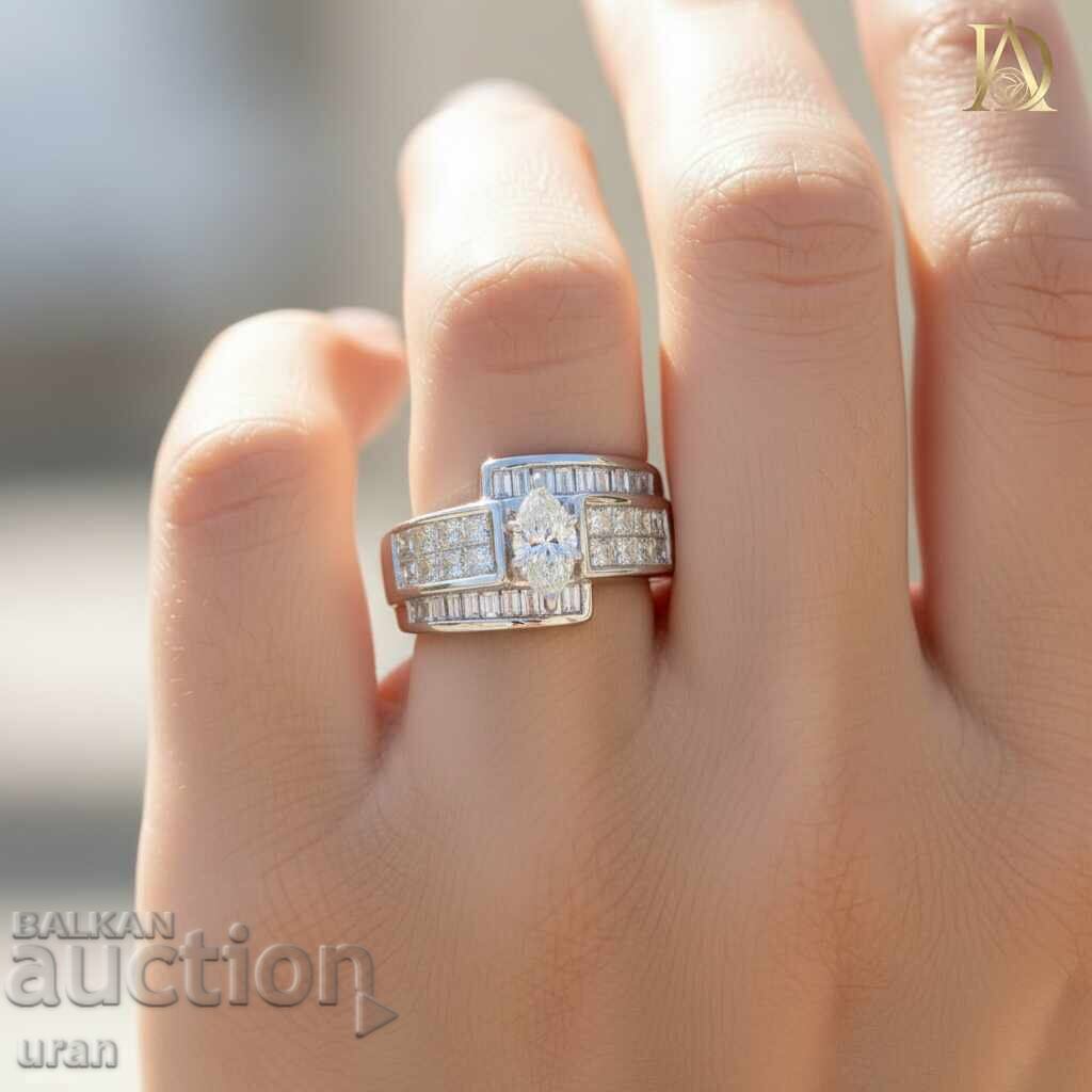 Нов Златен Пръстен с 2.12кт Естествени Диаманти с цена € 3000.00 | 5867.49 лв.