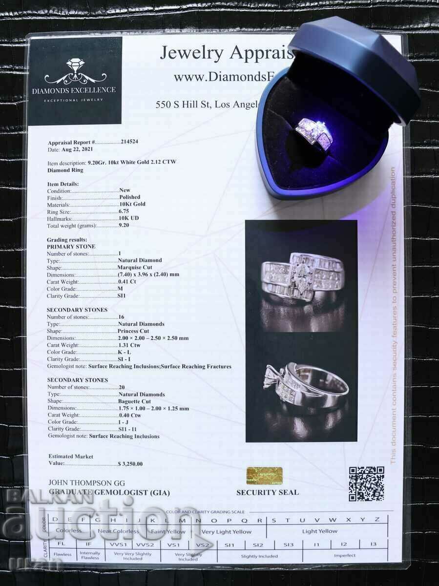 New Gold Ring with 2.12ct Natural Diamonds - 6