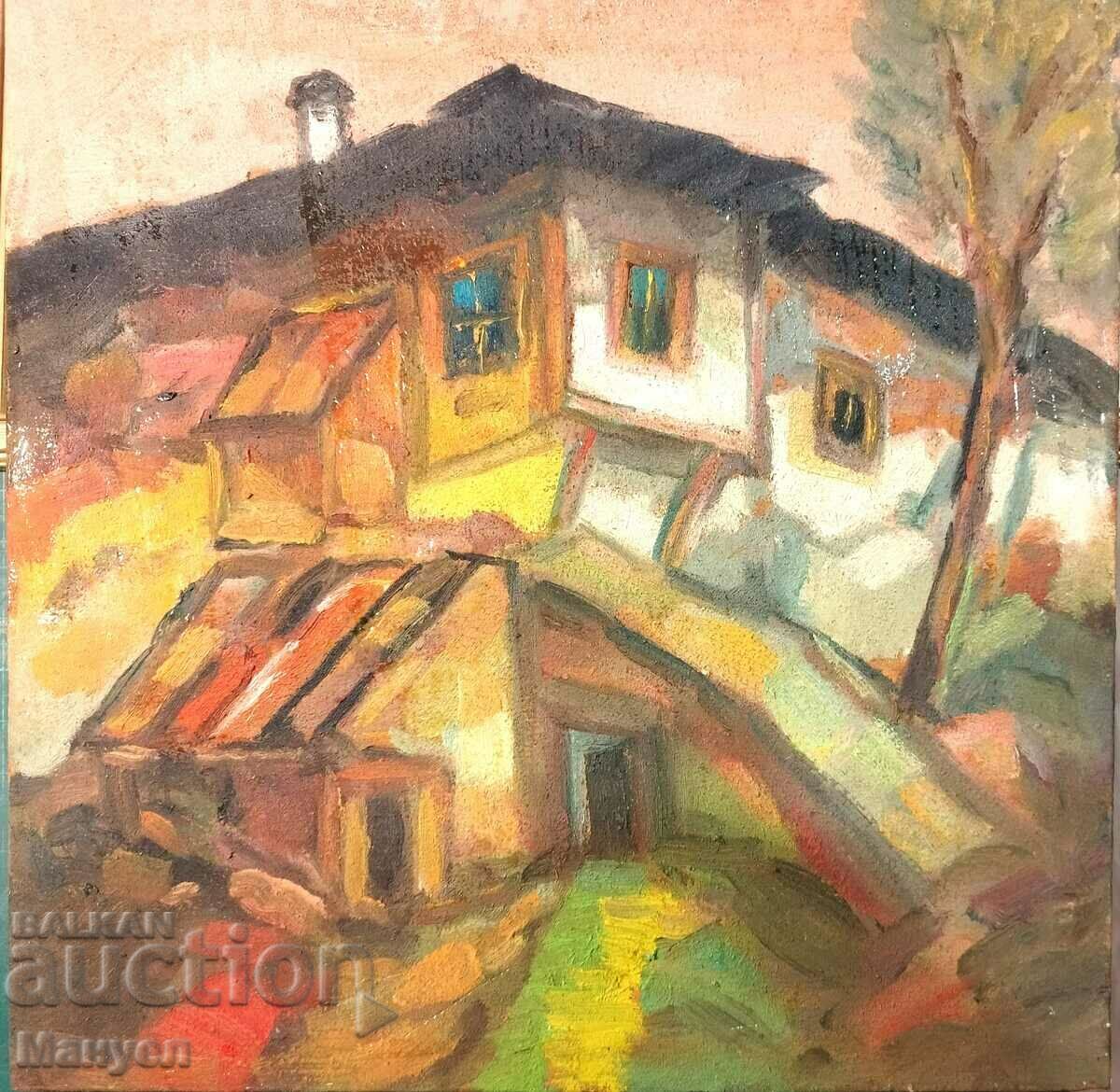 Painting - "Rhodope house" by Marko Stoychev. with price 480.00 BGN | € 245.42 Painting - "Rhodope house" by Marko Stoychev. with price 480.00 BGN | € 245.42