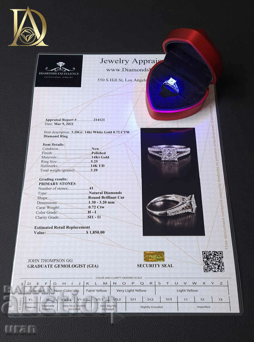 Delivery of New Gold Ring with 0.72ct Natural Diamonds