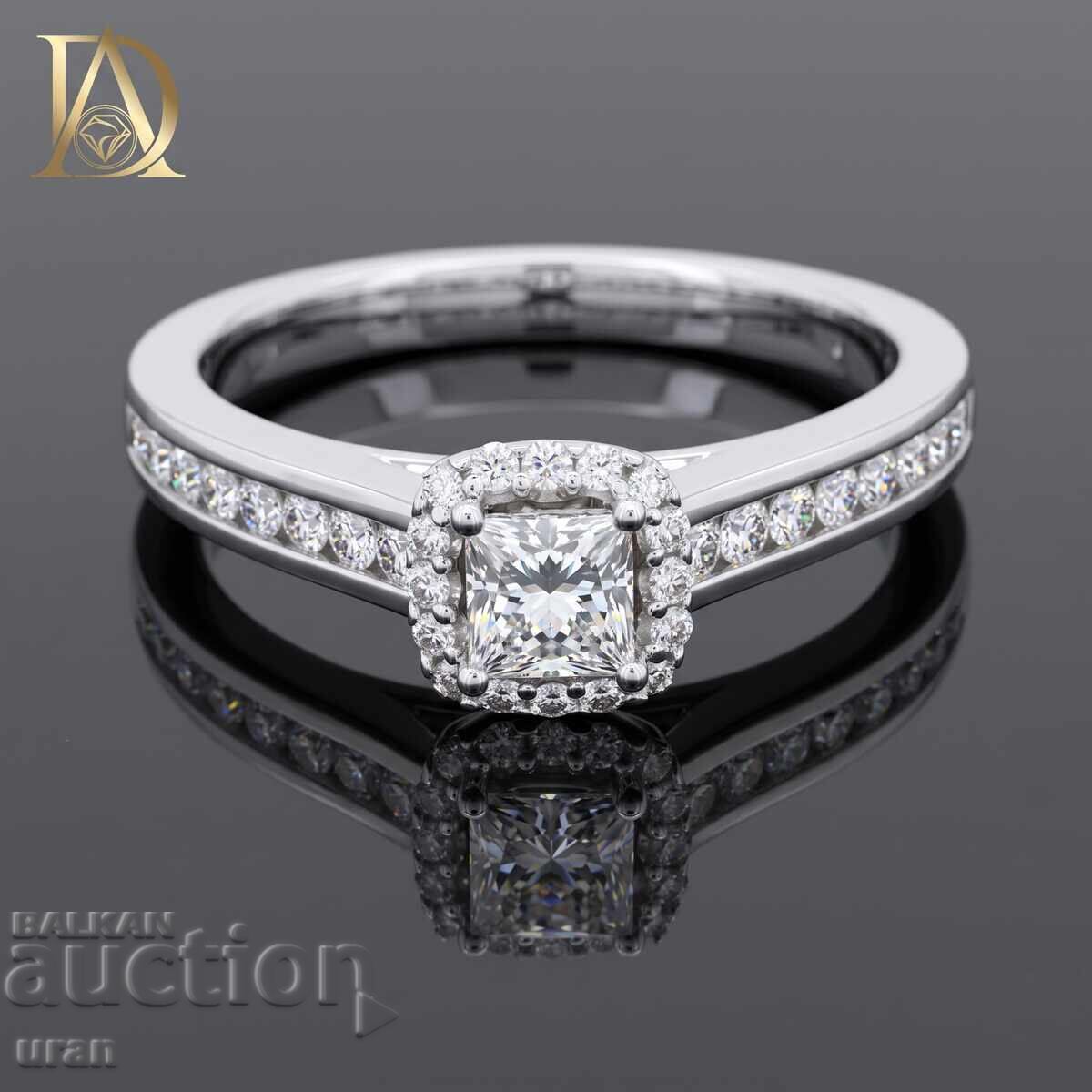Inel de aur nou cu diamante naturale de 0,86 ct