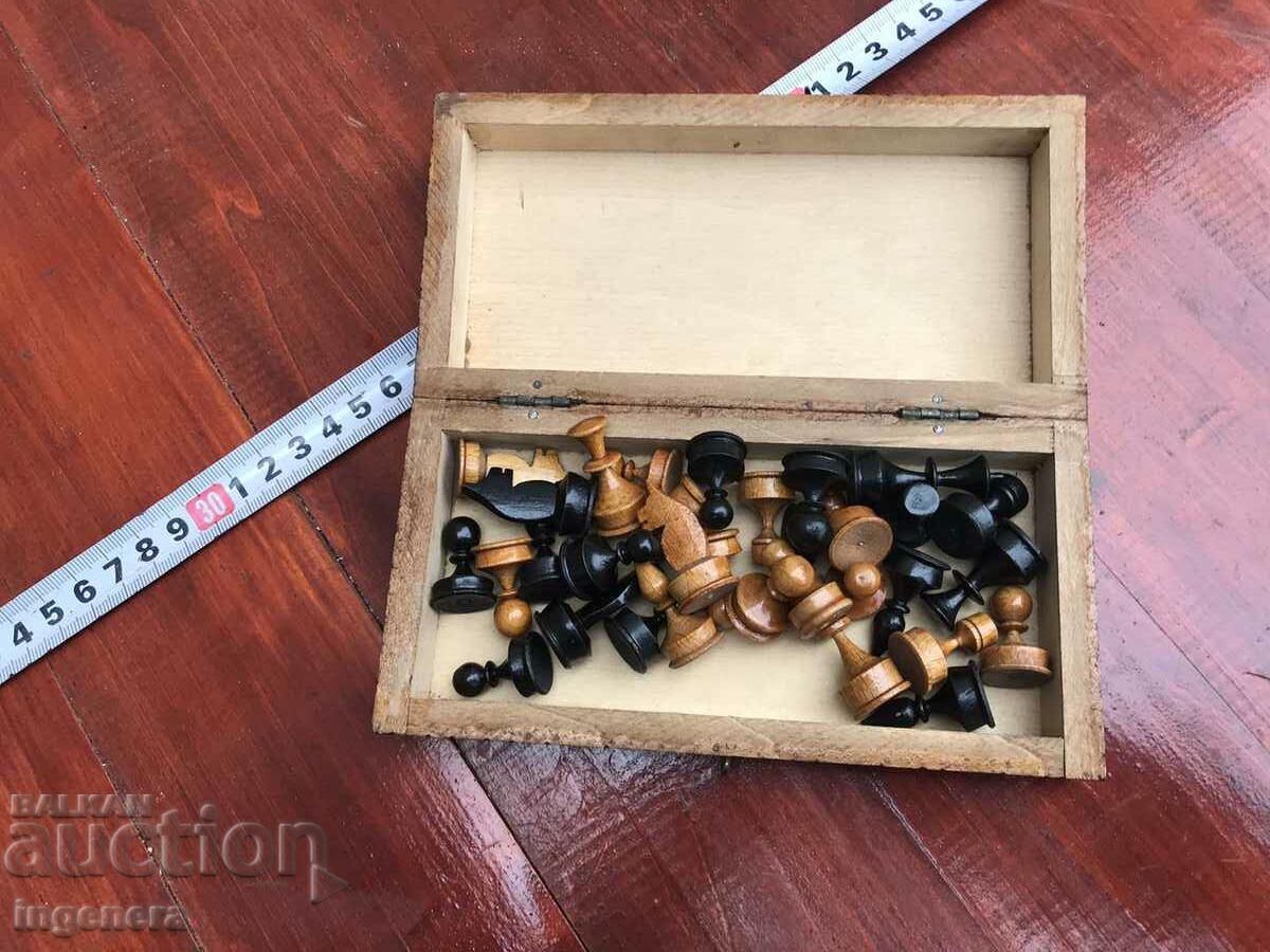 ANTIQUE MINI CHESS IN SOCA WOODEN BOX AND PIECES with price 23.00 BGN | € 11.76