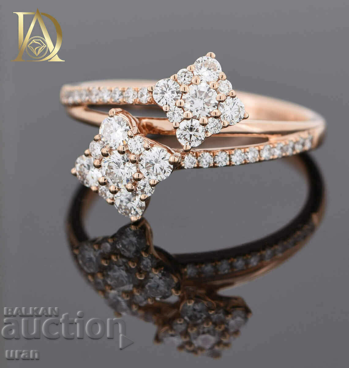 Licitație Inel de aur nou cu diamante naturale de 0,69 ct