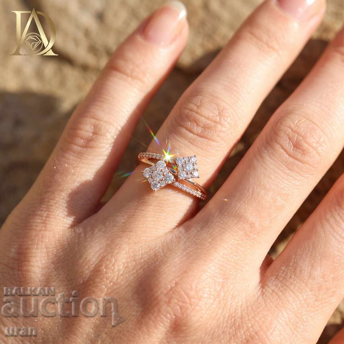 Livrarea Inel de aur nou cu diamante naturale de 0,69 ct