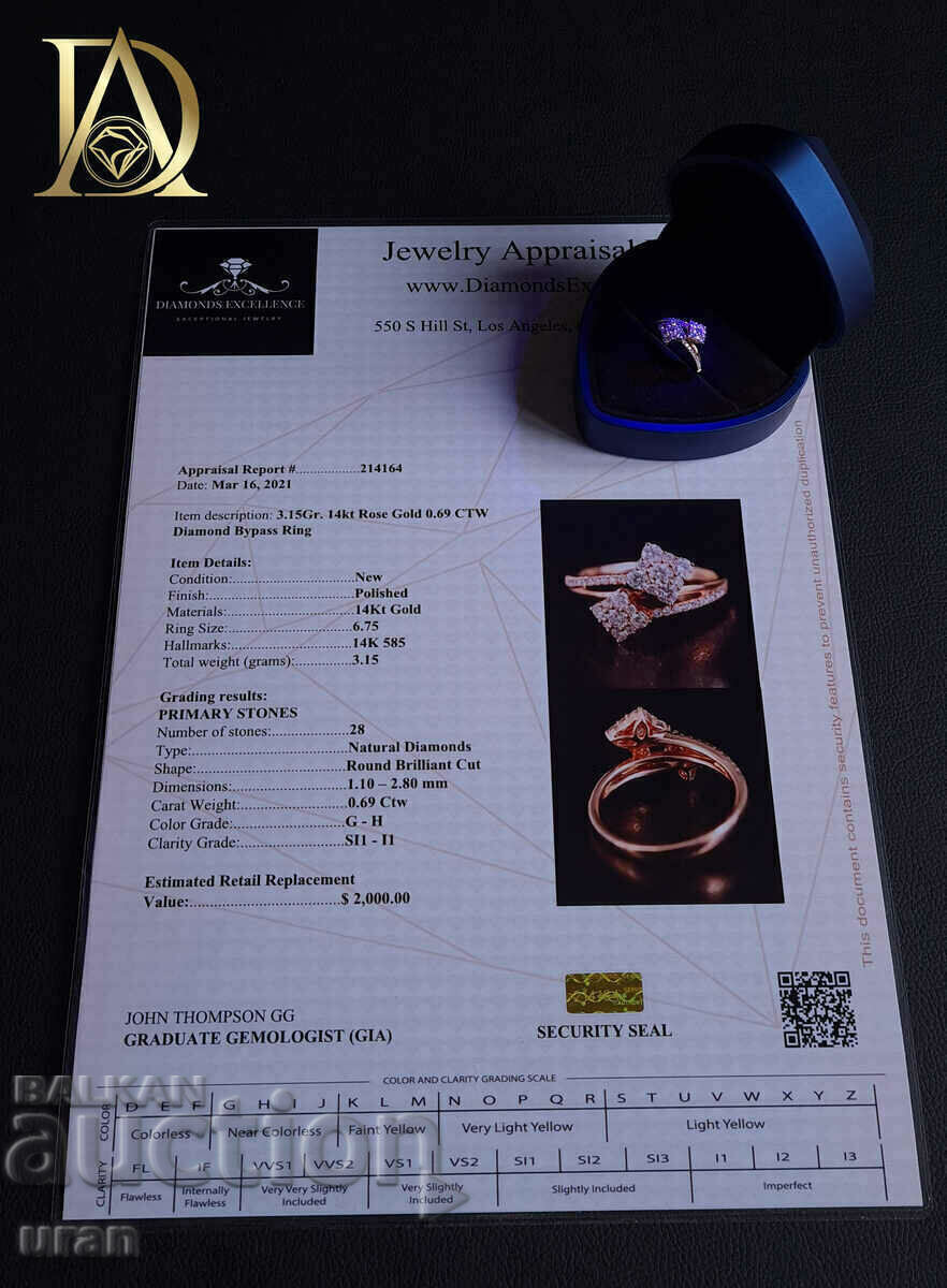 Inel de aur nou cu diamante naturale de 0,69 ct - 6