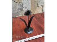 CANDLESTICK WROUGHT IRON METAL OLD