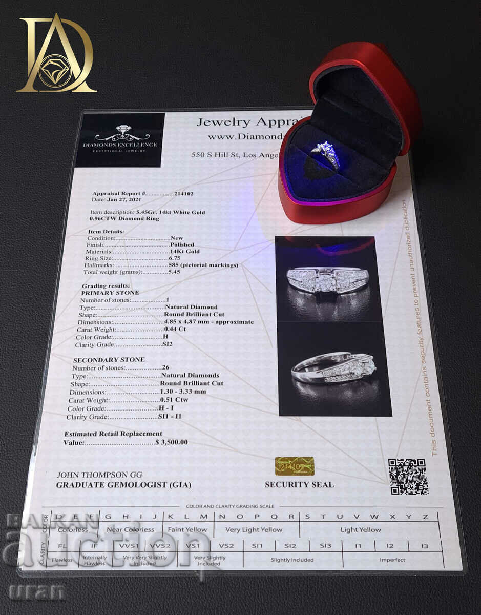 Livrarea Inel de aur nou cu diamante naturale de 0,96 ct