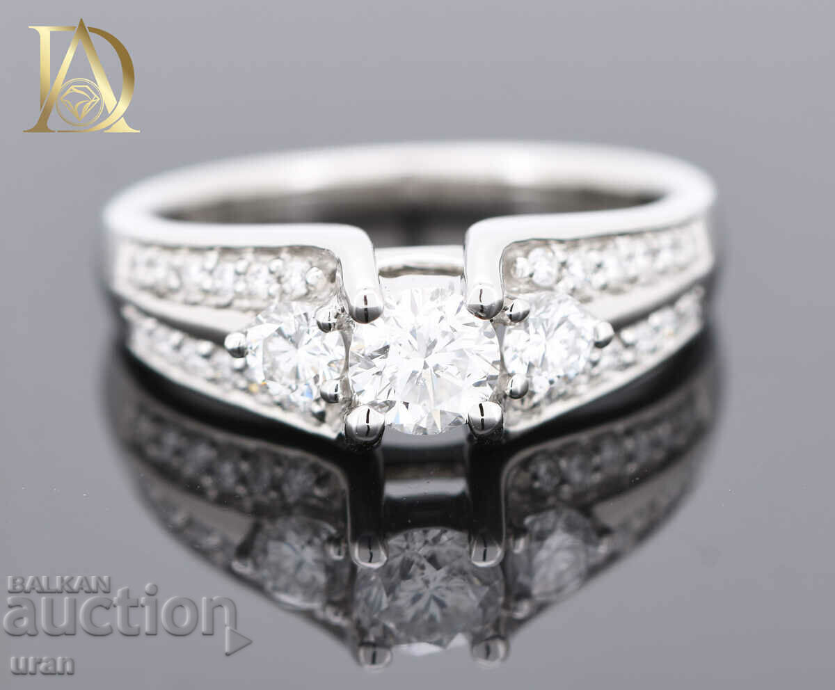 Inel de aur nou cu diamante naturale de 0,96 ct