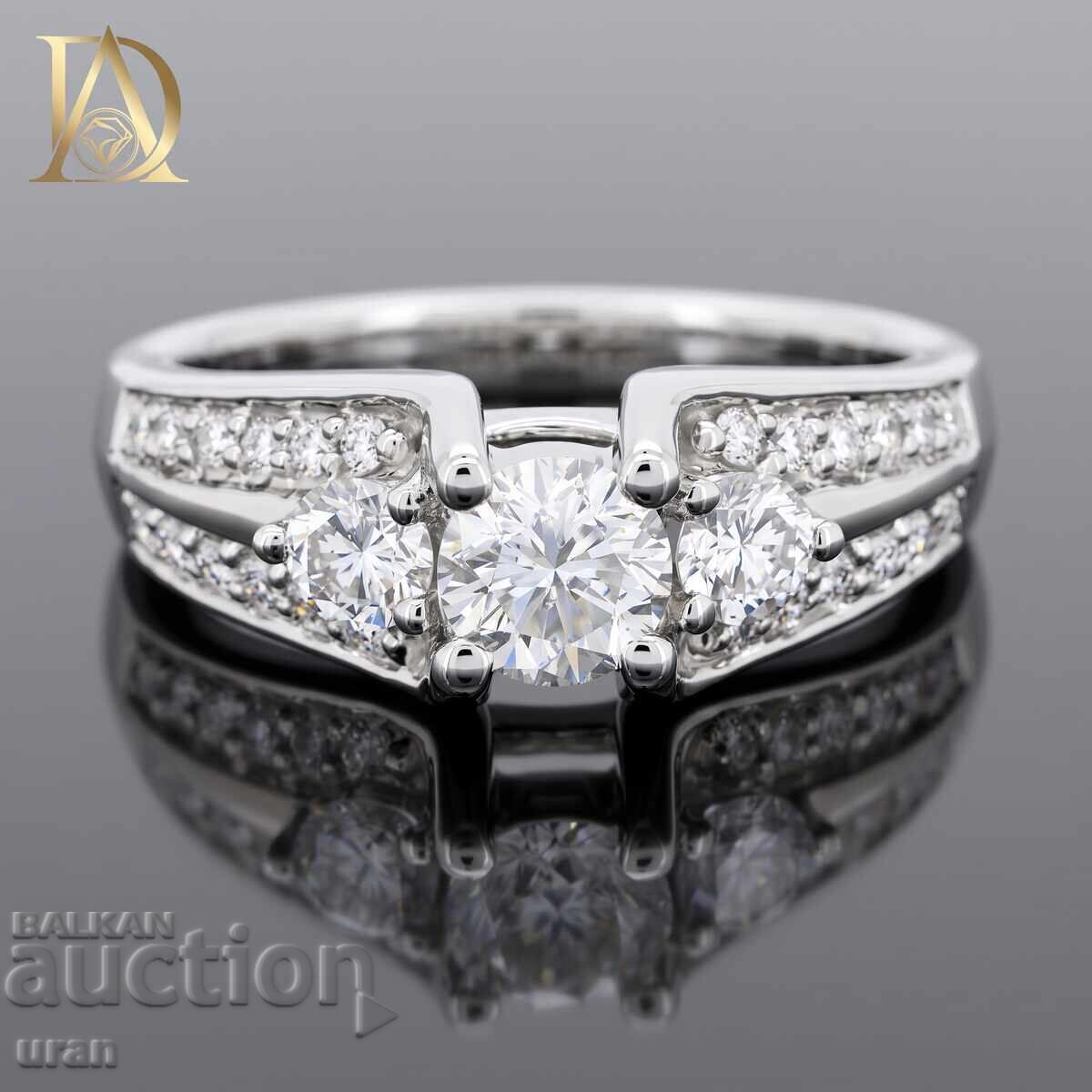 Inel de aur nou cu diamante naturale de 0,96 ct