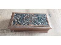 Solid wood box with copper fittings