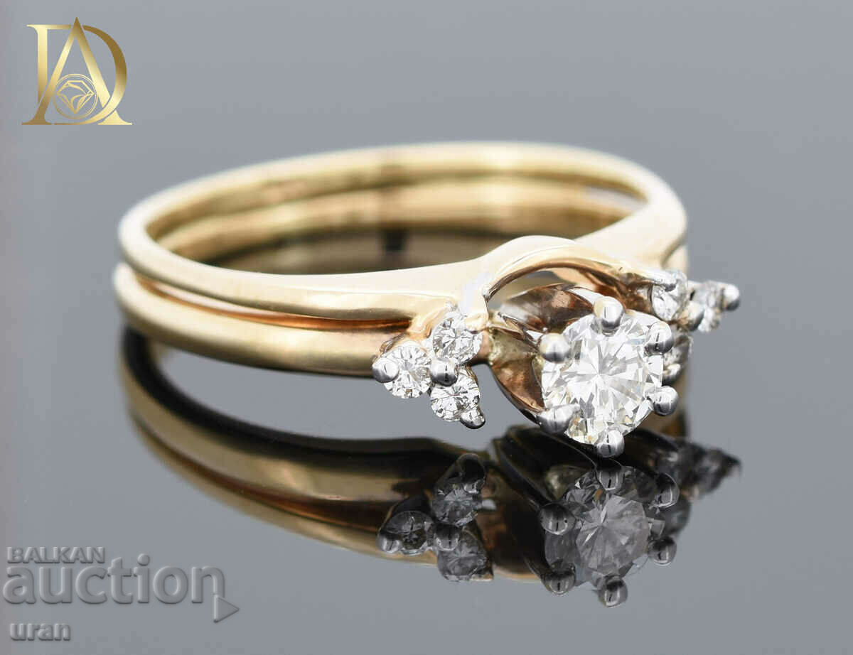 Livrarea Inel de aur nou cu diamante naturale de 0,44 ct