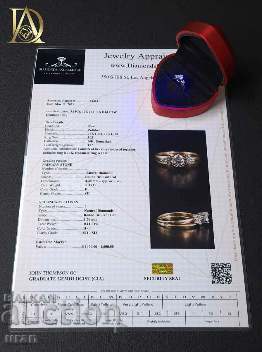 Delivery of New Gold Ring with 0.44ct Natural Diamonds