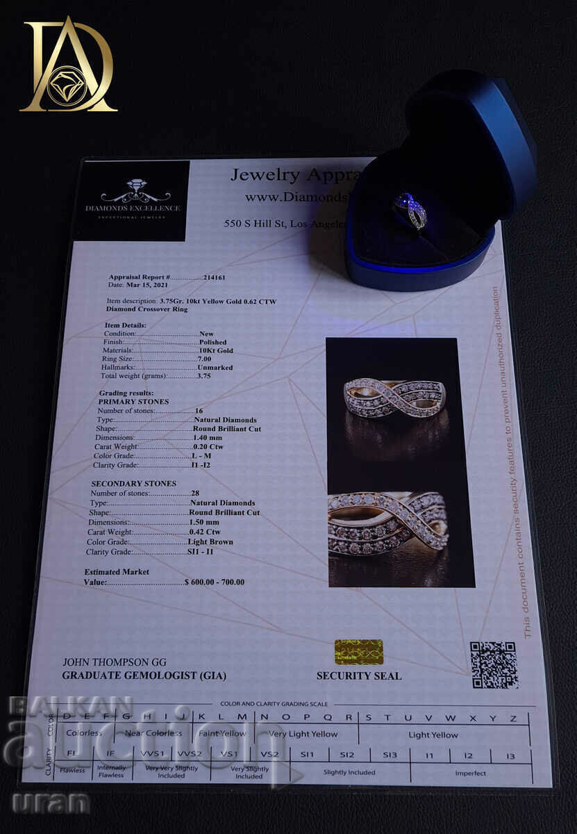 Inel de aur nou cu diamante naturale de 0,62 ct - 5