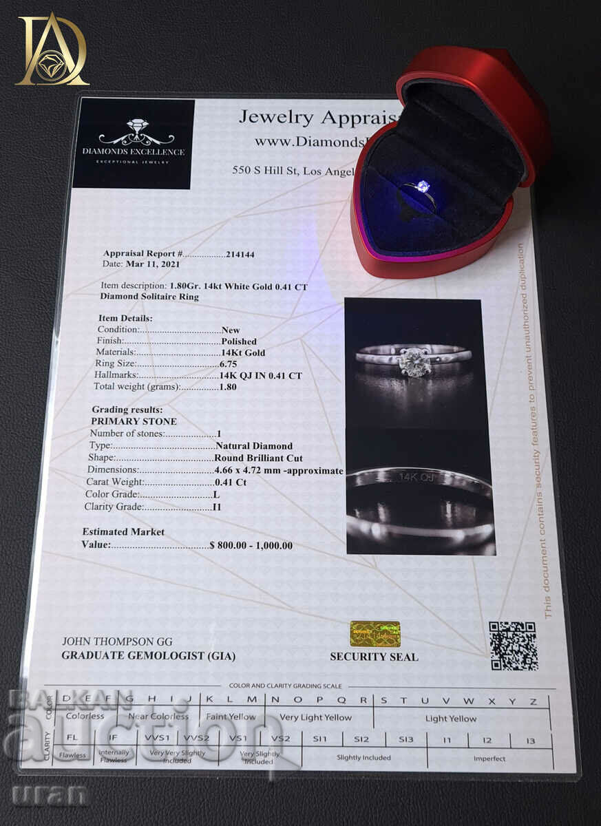 Delivery of New Gold Ring with 0.41ct Natural Diamond