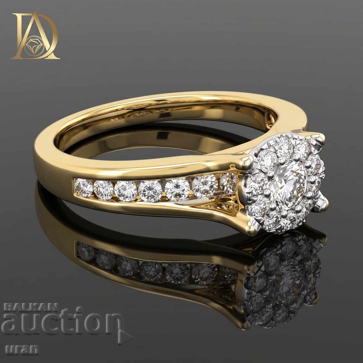 Licitație Inel de aur nou cu diamante naturale de 0,67 ct