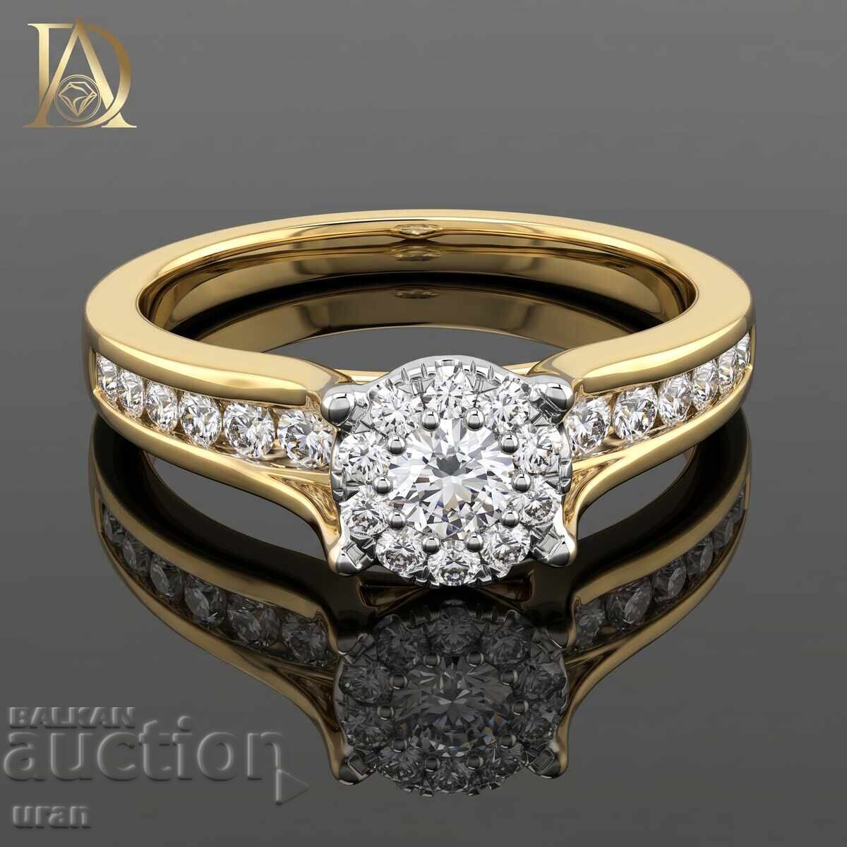 Inel de aur nou cu diamante naturale de 0,67 ct