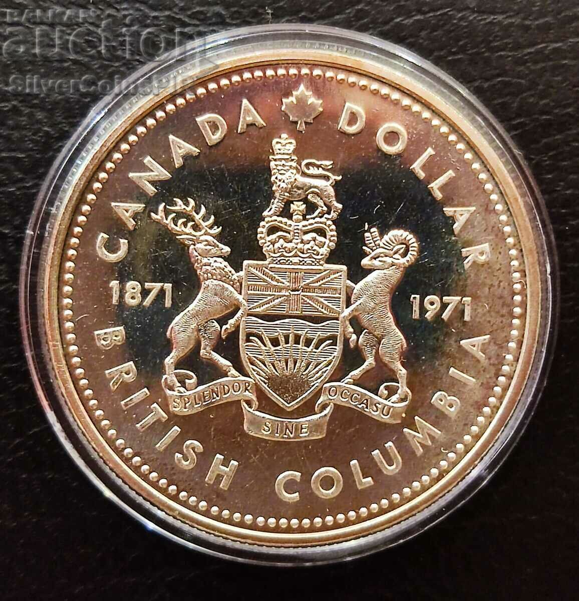 Silver 1 Dollar British Columbia 1971 Canada