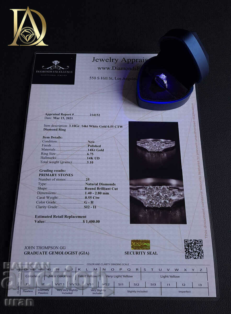 New Gold Ring with 0.55ct Natural Diamonds - 6