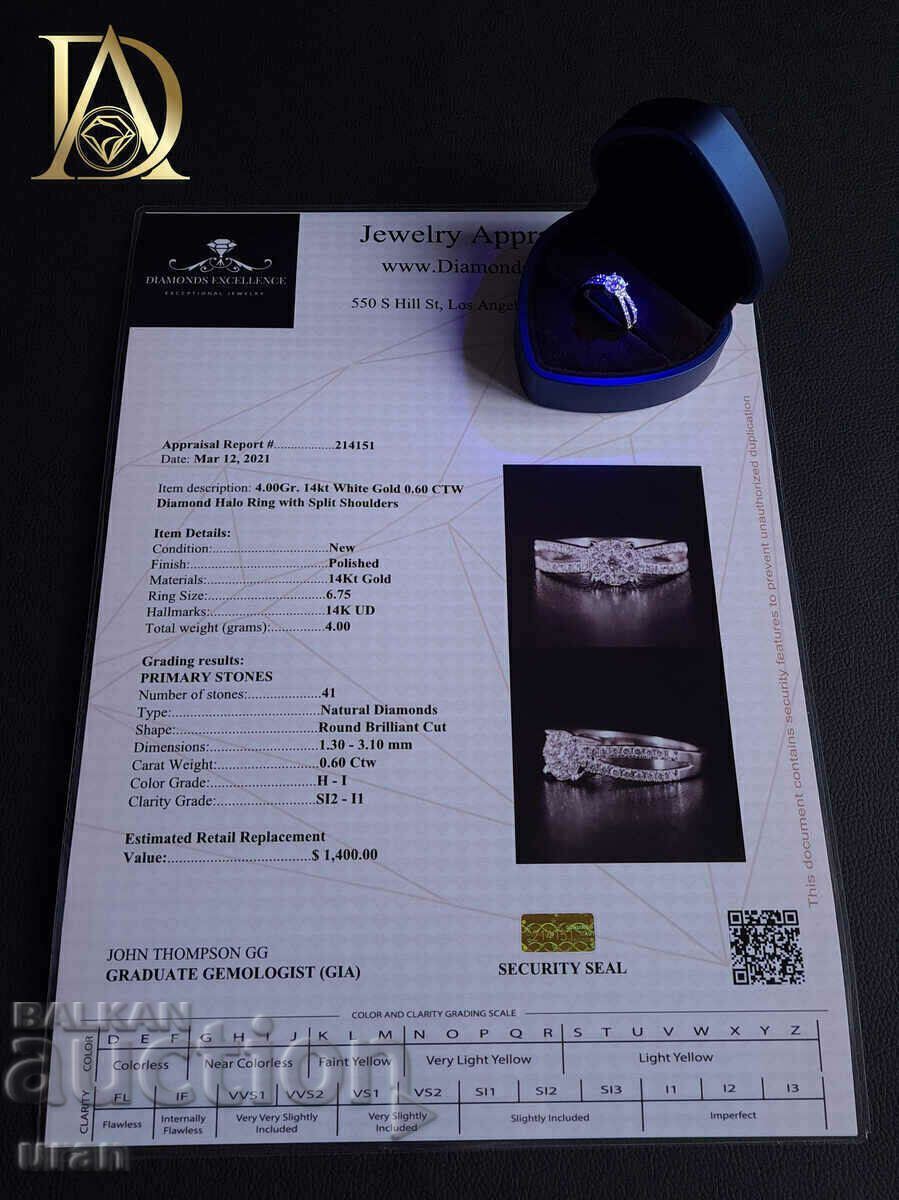 Inel de aur nou cu diamante naturale de 0,60 ct - 5