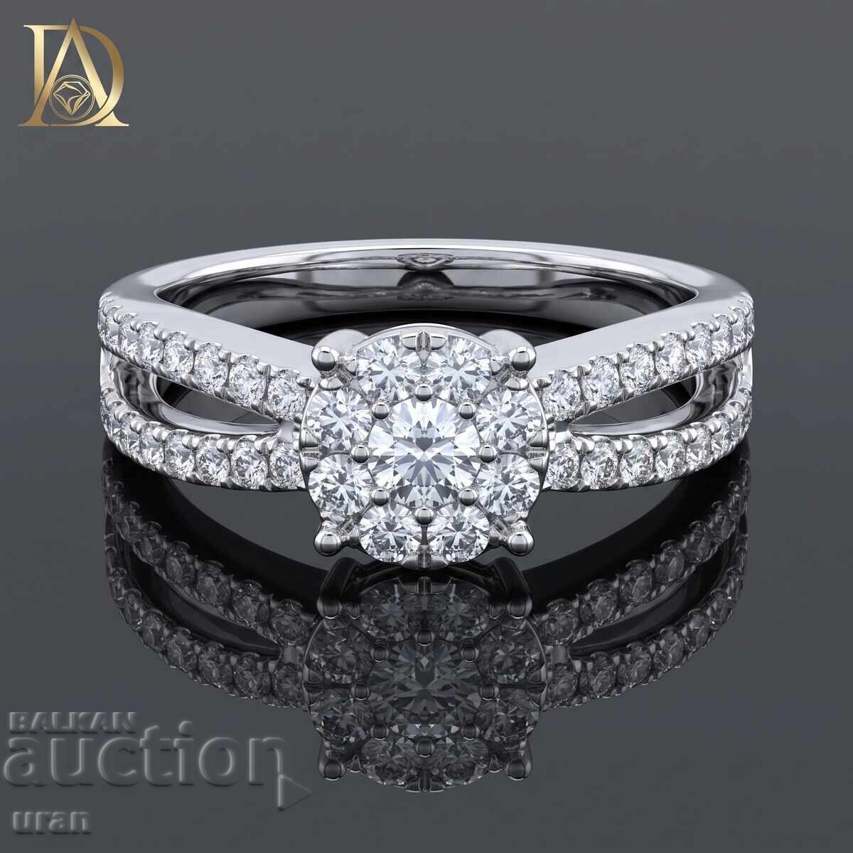 Inel de aur nou cu diamante naturale de 0,60 ct