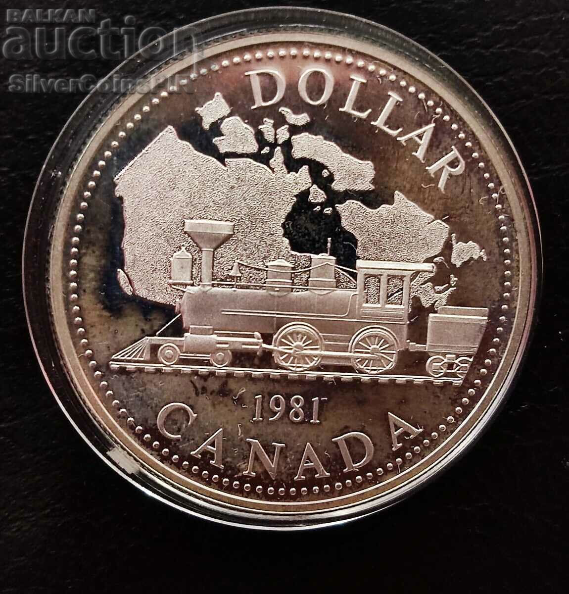 Calea ferată de argint de 1 dolar 1981 Canada