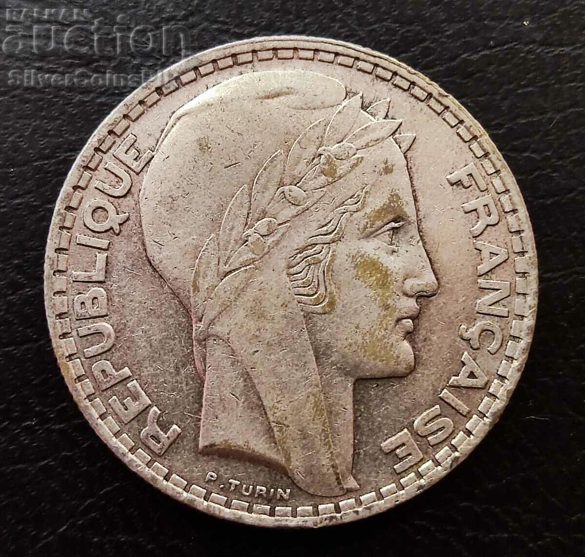 Silver 20 Franc Turin 1929 France