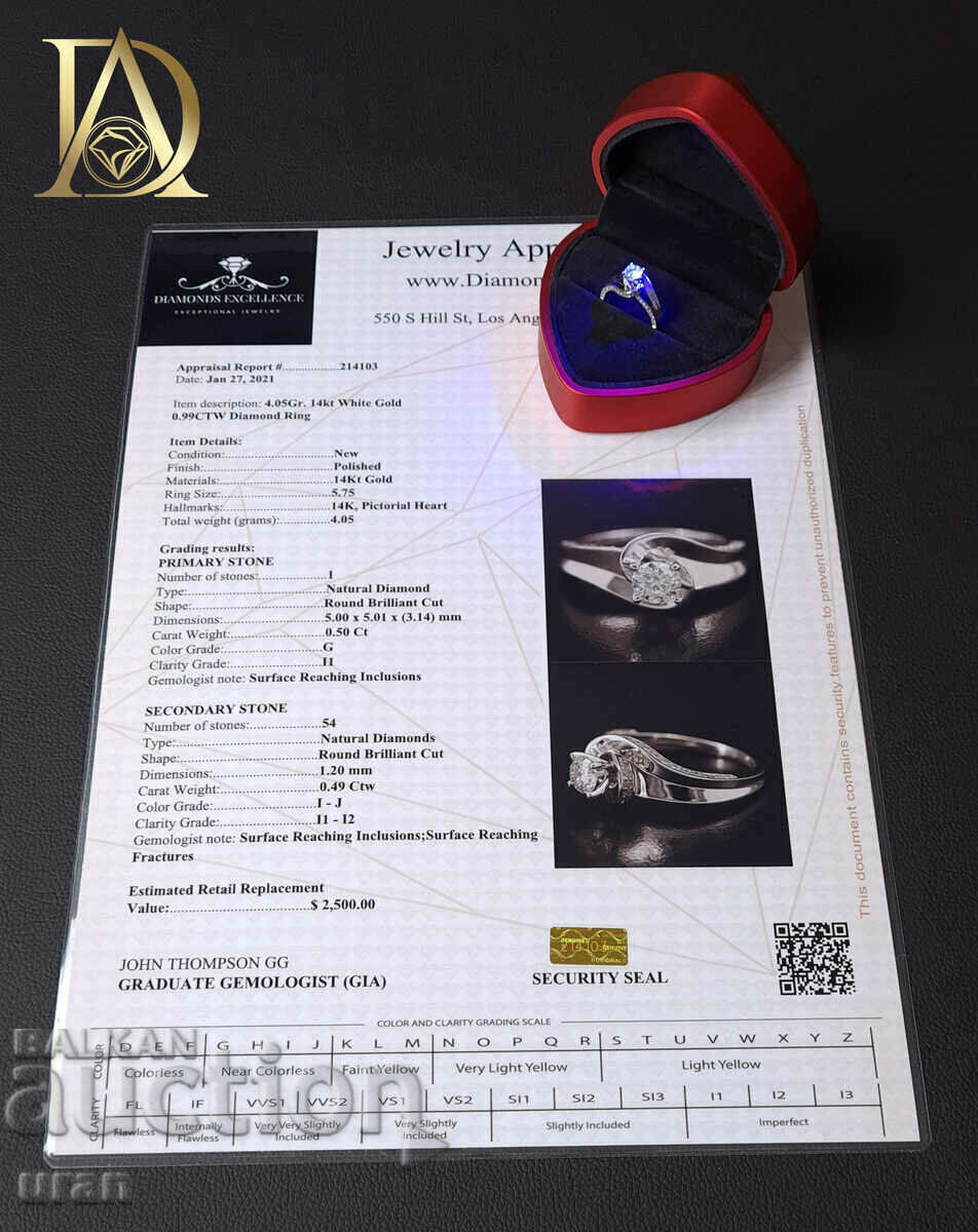 Inel de aur nou cu diamante naturale de 0,99 ct - 6