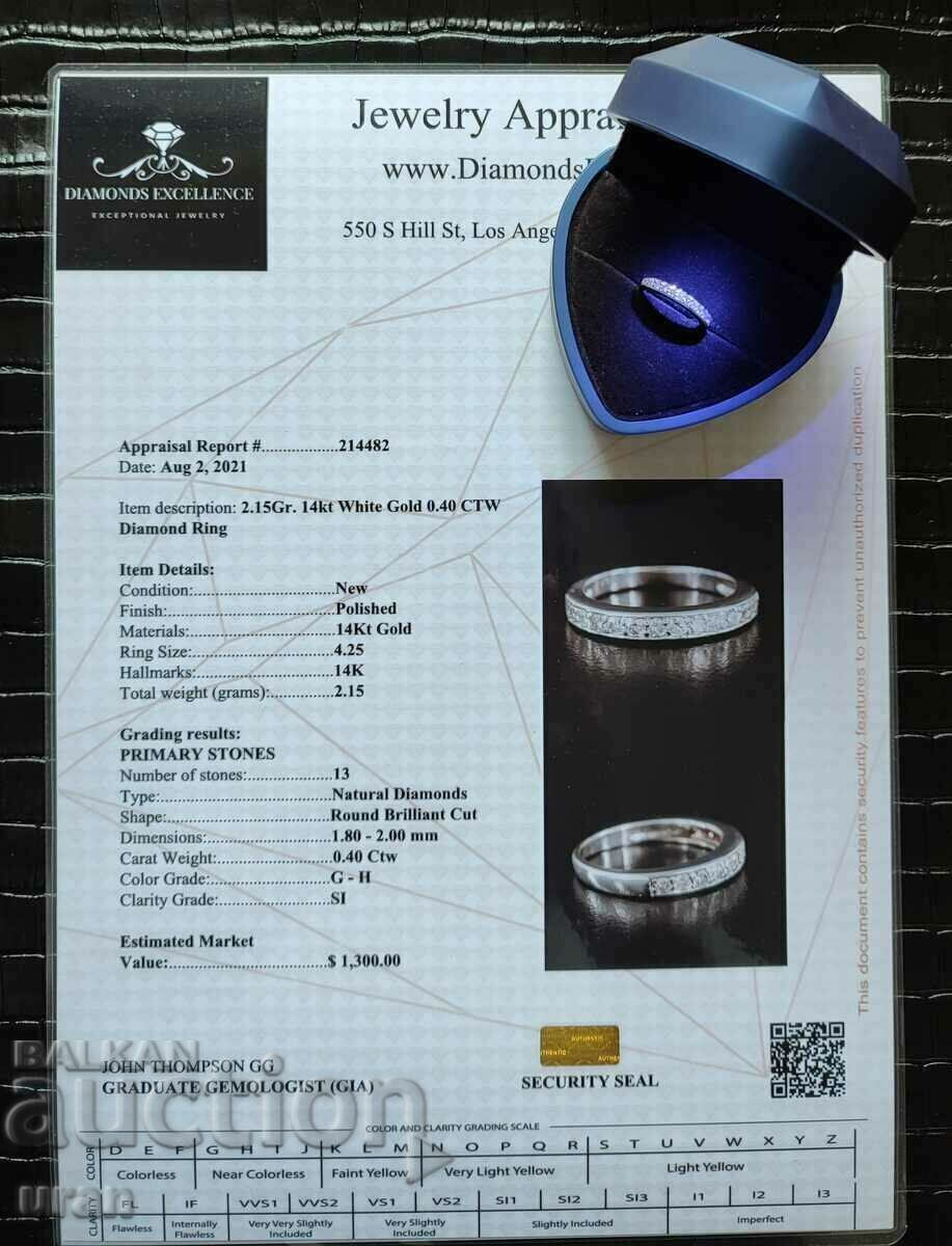 Licitație Inel de aur nou cu diamante naturale de 0,40 ct