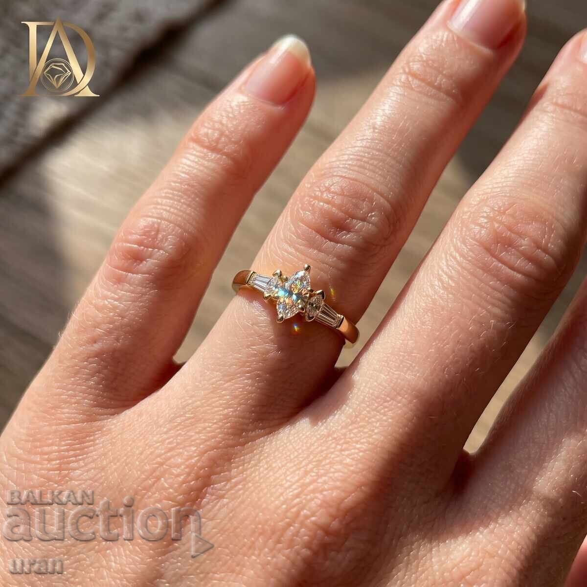 Auction  New Gold Ring with 1.00ct Natural Diamonds