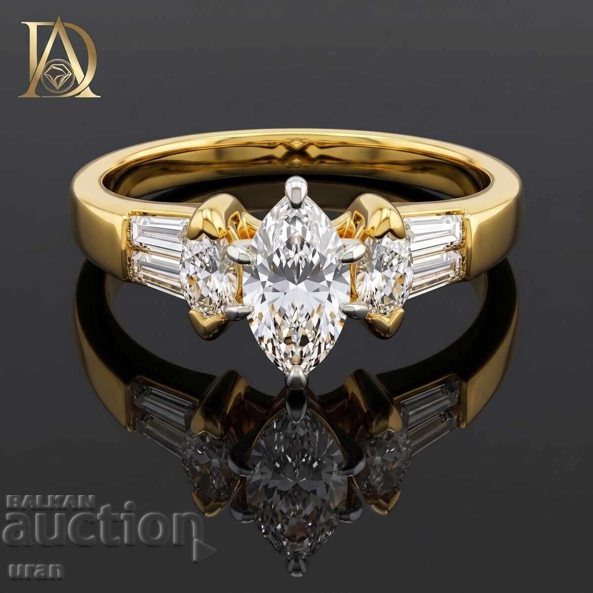 New Gold Ring with 1.00ct Natural Diamonds