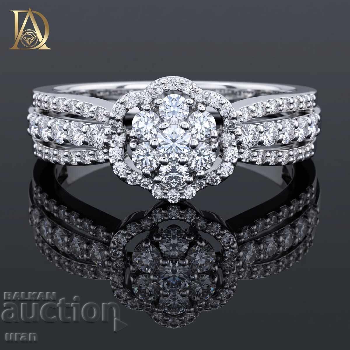 Inel de aur nou cu diamante naturale de 0,65 ct