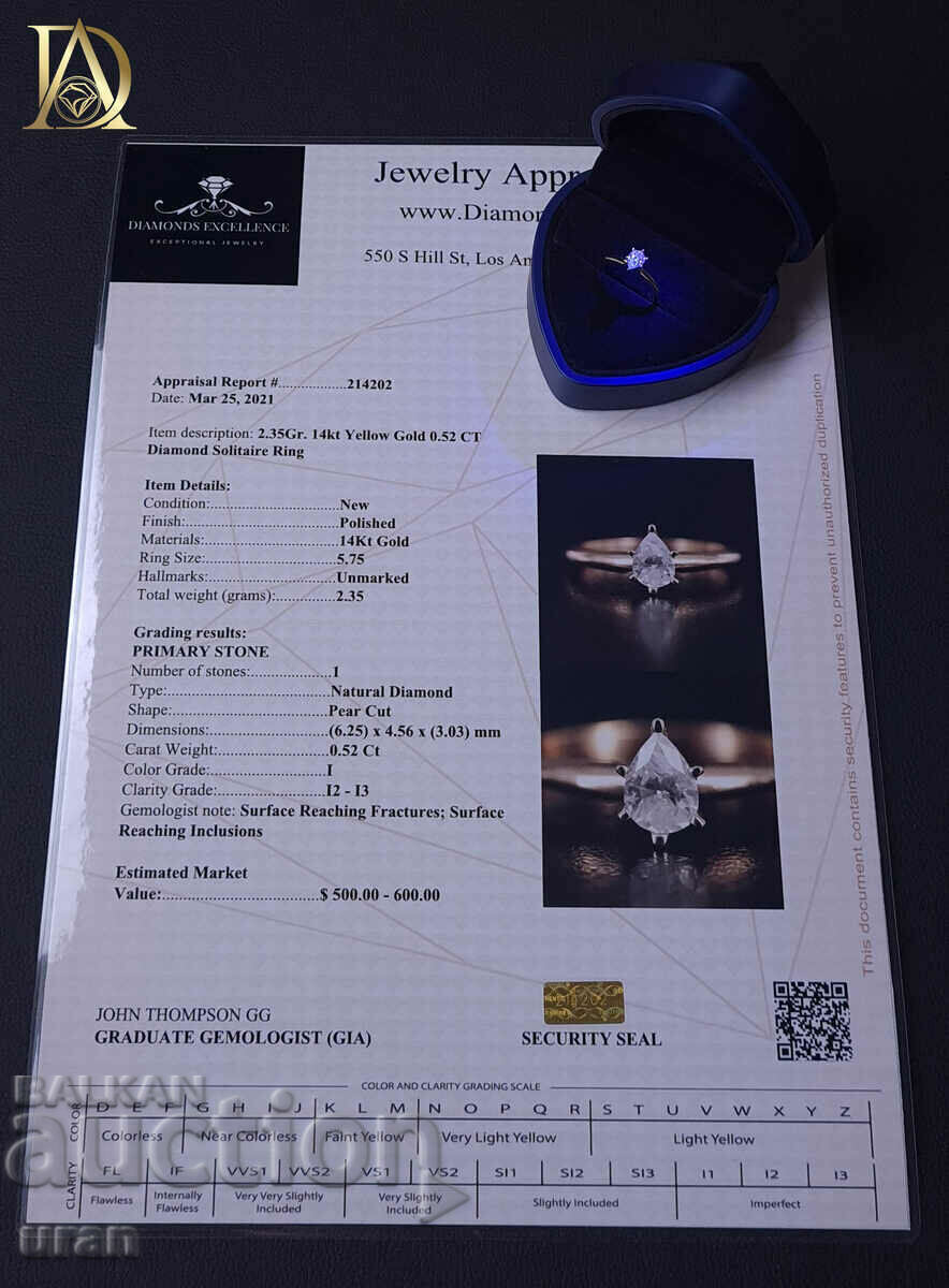 Νέο χρυσό δαχτυλίδι με φυσικό διαμάντι 0,52 καρατίων - 6 Νέο χρυσό δαχτυλίδι με φυσικό διαμάντι 0,52 καρατίων - 6