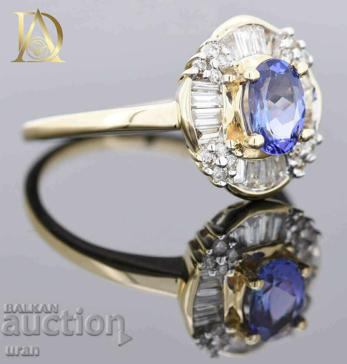 Нов Златен Пръстен с Танзанит и 0.50кт Естествени Брилянти с цена 1800.00 лв. | € 920.33 Нов Златен Пръстен с Танзанит и 0.50кт Естествени Брилянти с цена 1800.00 лв. | € 920.33