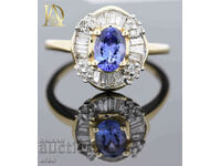 New Gold Ring with Tanzanite and 0.50ct Natural Diamonds