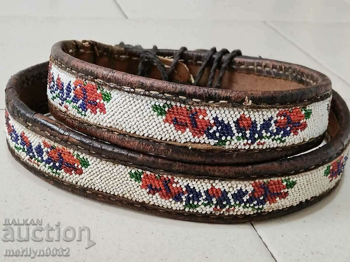 Beaded belt, beaded cuffs, early 20th century Beaded belt, beaded cuffs, early 20th century