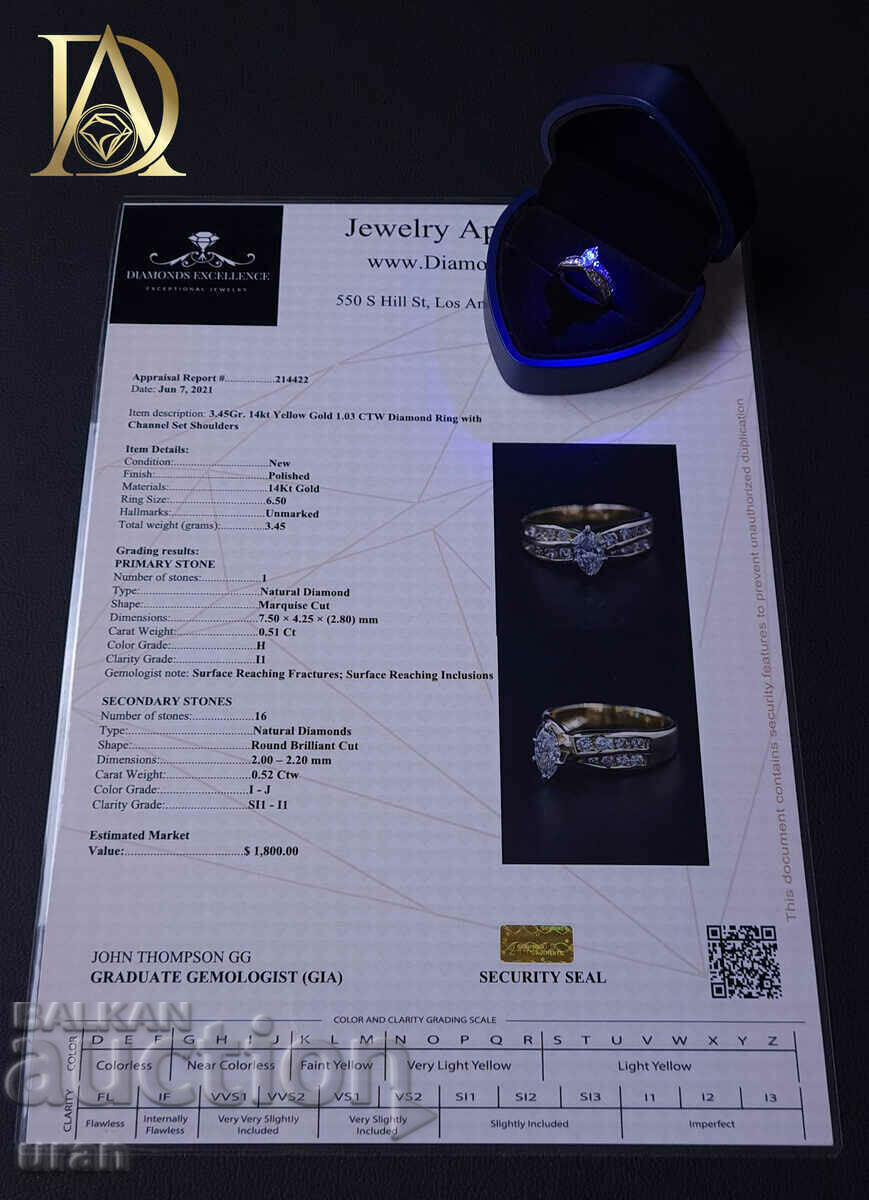 New Gold Ring with 1.03ct Natural Diamonds - 6 New Gold Ring with 1.03ct Natural Diamonds - 6