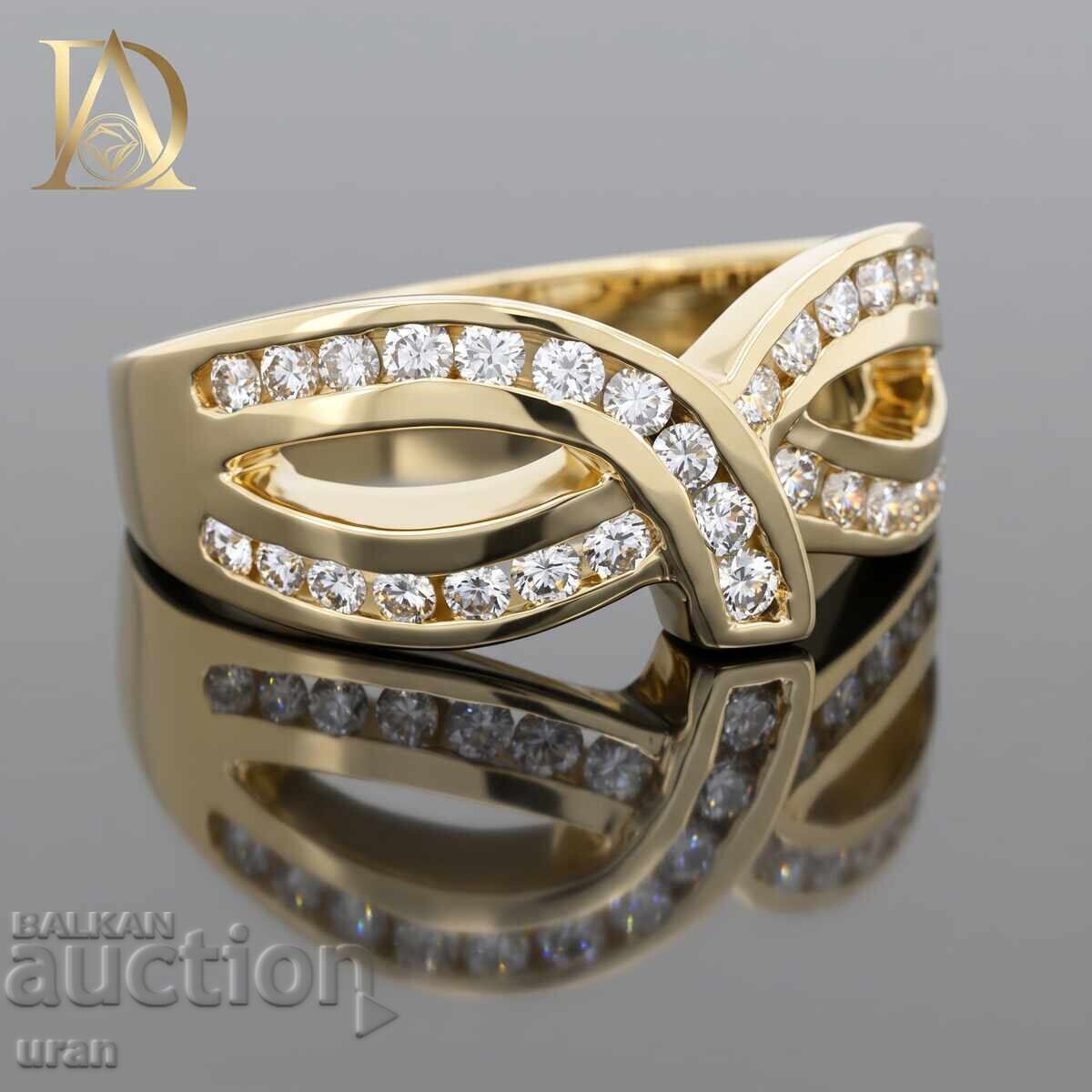 Licitație Inel de aur nou cu diamante naturale de 0,68 ct