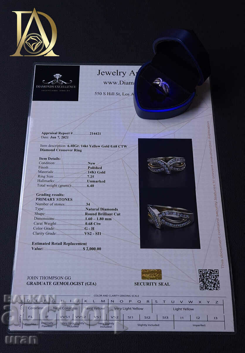 Inel de aur nou cu diamante naturale de 0,68 ct - 5