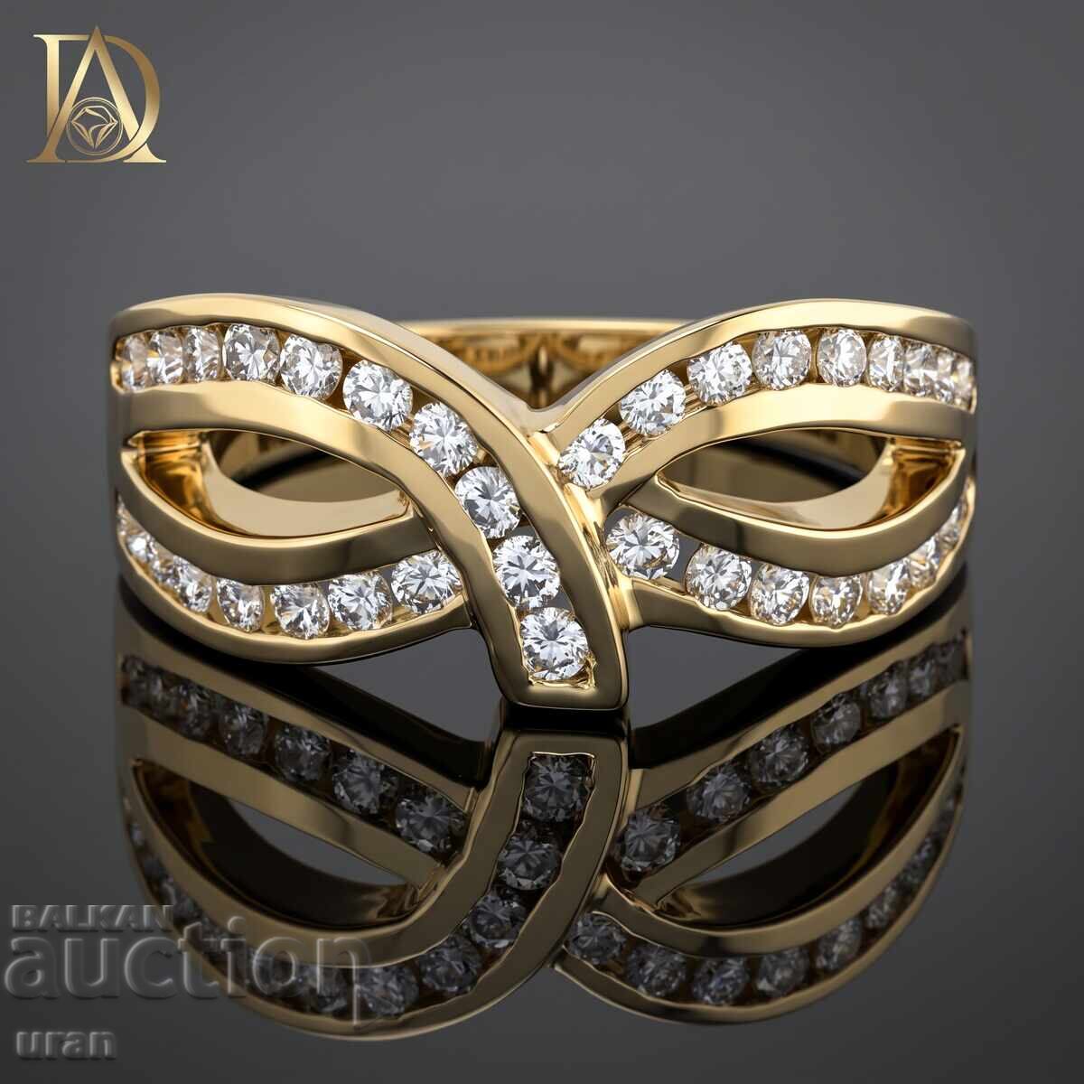 Inel de aur nou cu diamante naturale de 0,68 ct