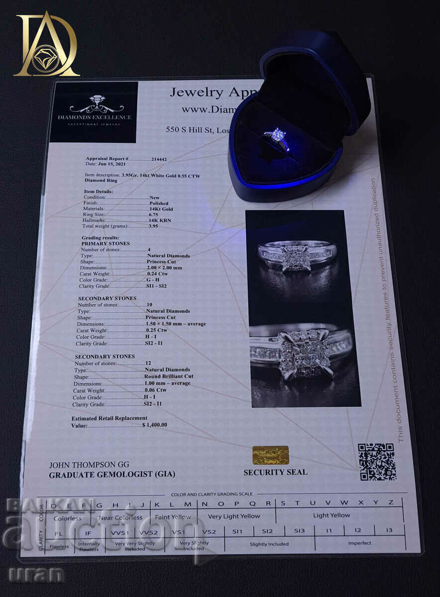 Livrarea Inel de aur nou cu diamante naturale de 0,55 ct