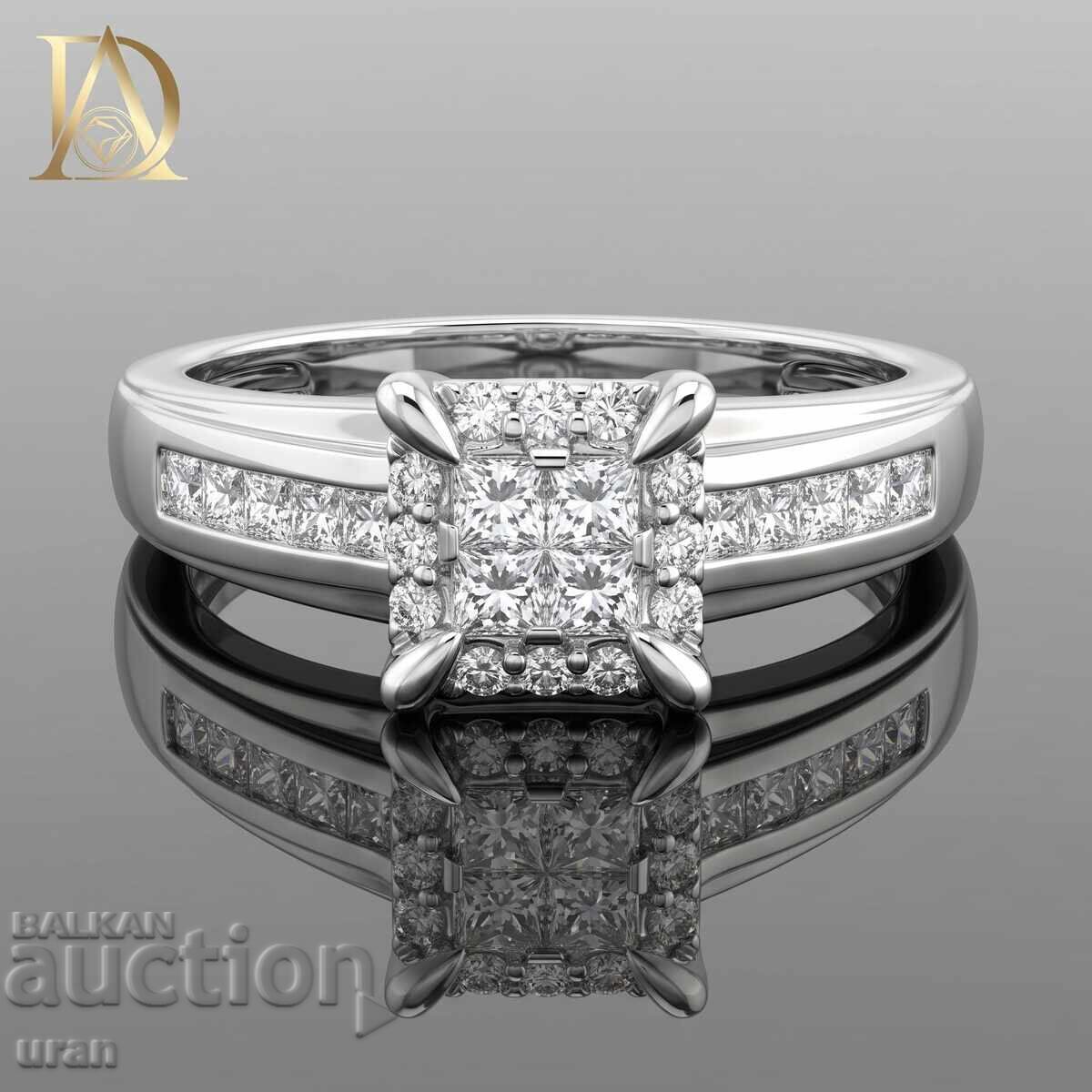 Inel de aur nou cu diamante naturale de 0,55 ct