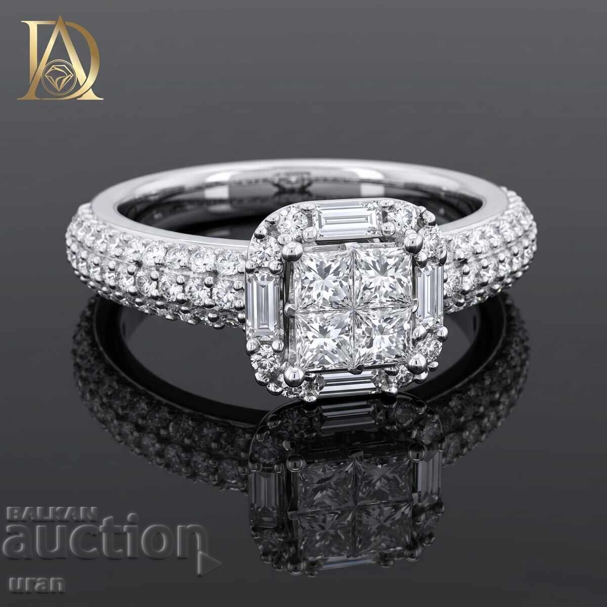 Inel de aur nou cu diamante naturale de 0,83 ct